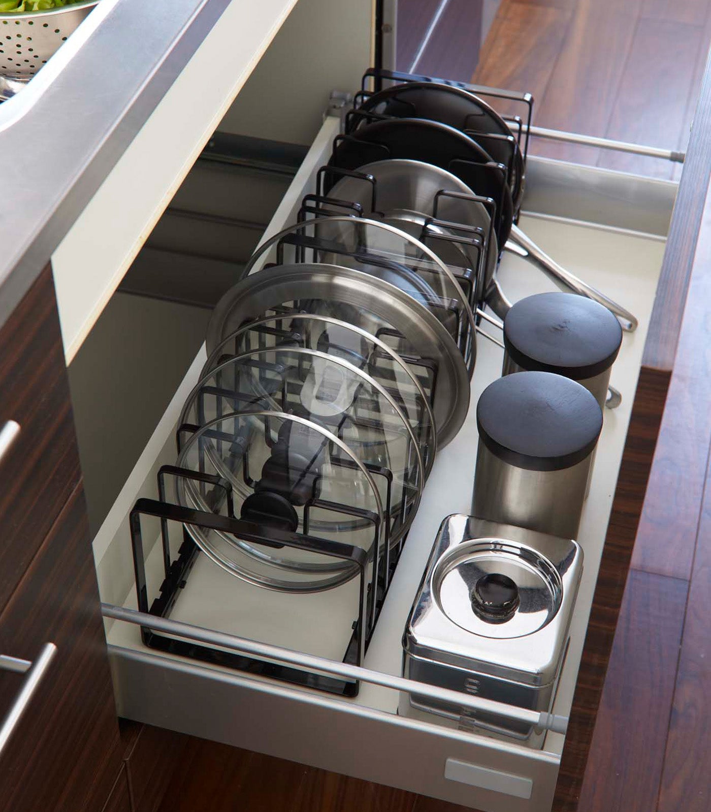 adjustable pot lid and frying pan organizer steel adjustable pot lid and frying pan organizer steel