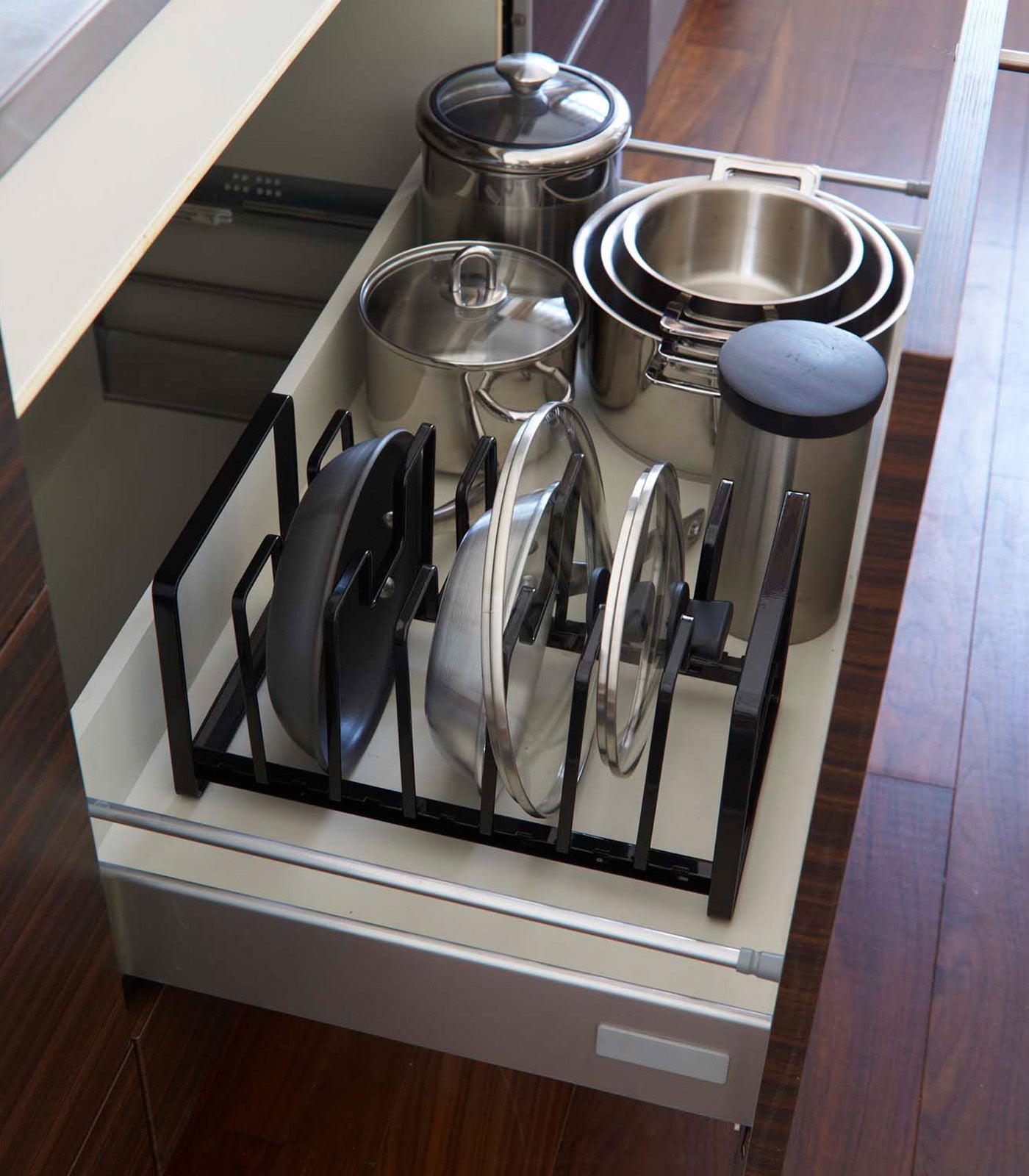 adjustable pot lid and frying pan organizer steel adjustable pot lid and frying pan organizer steel