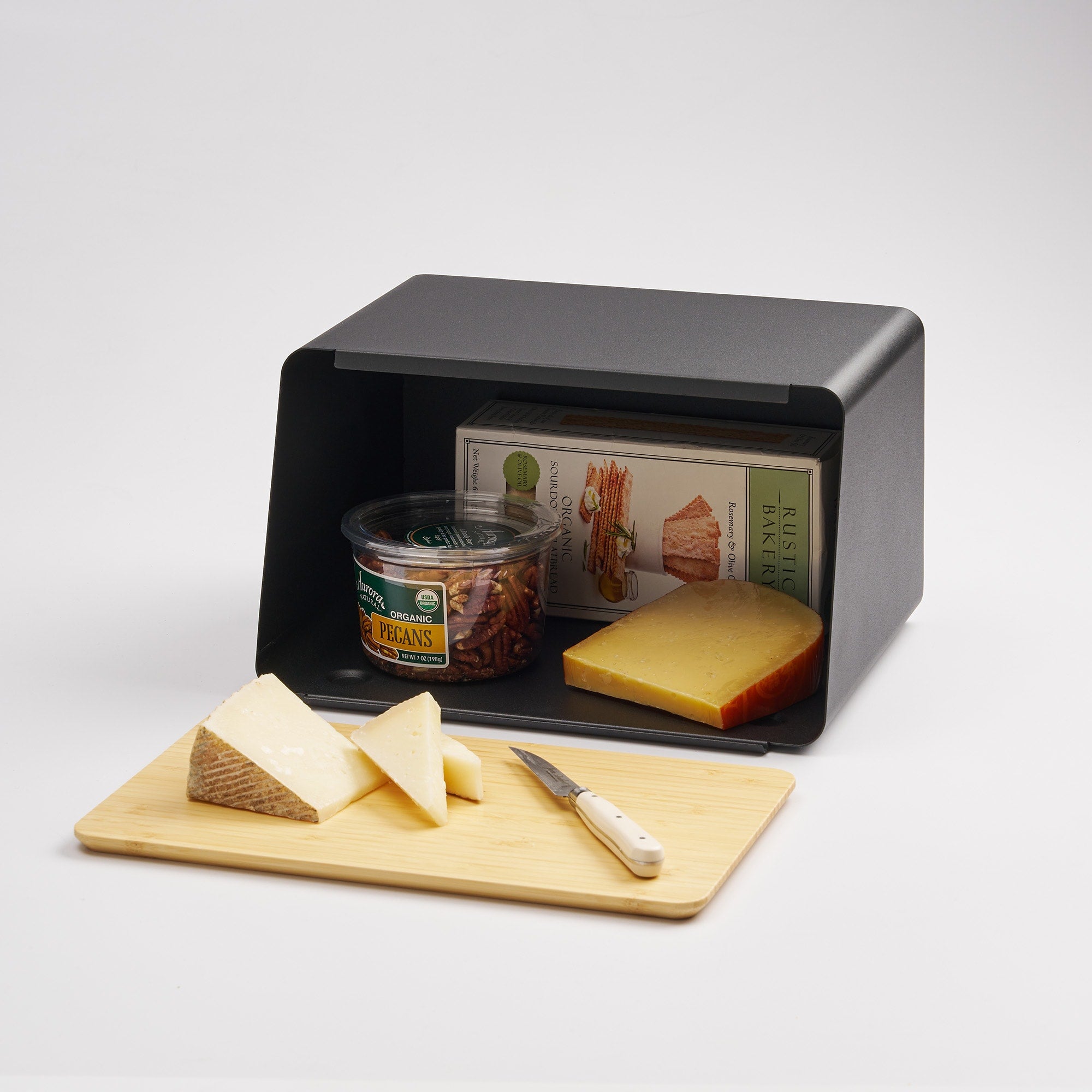 bread box with cutting board lid steel + wood bread box with cutting board lid steel + wood