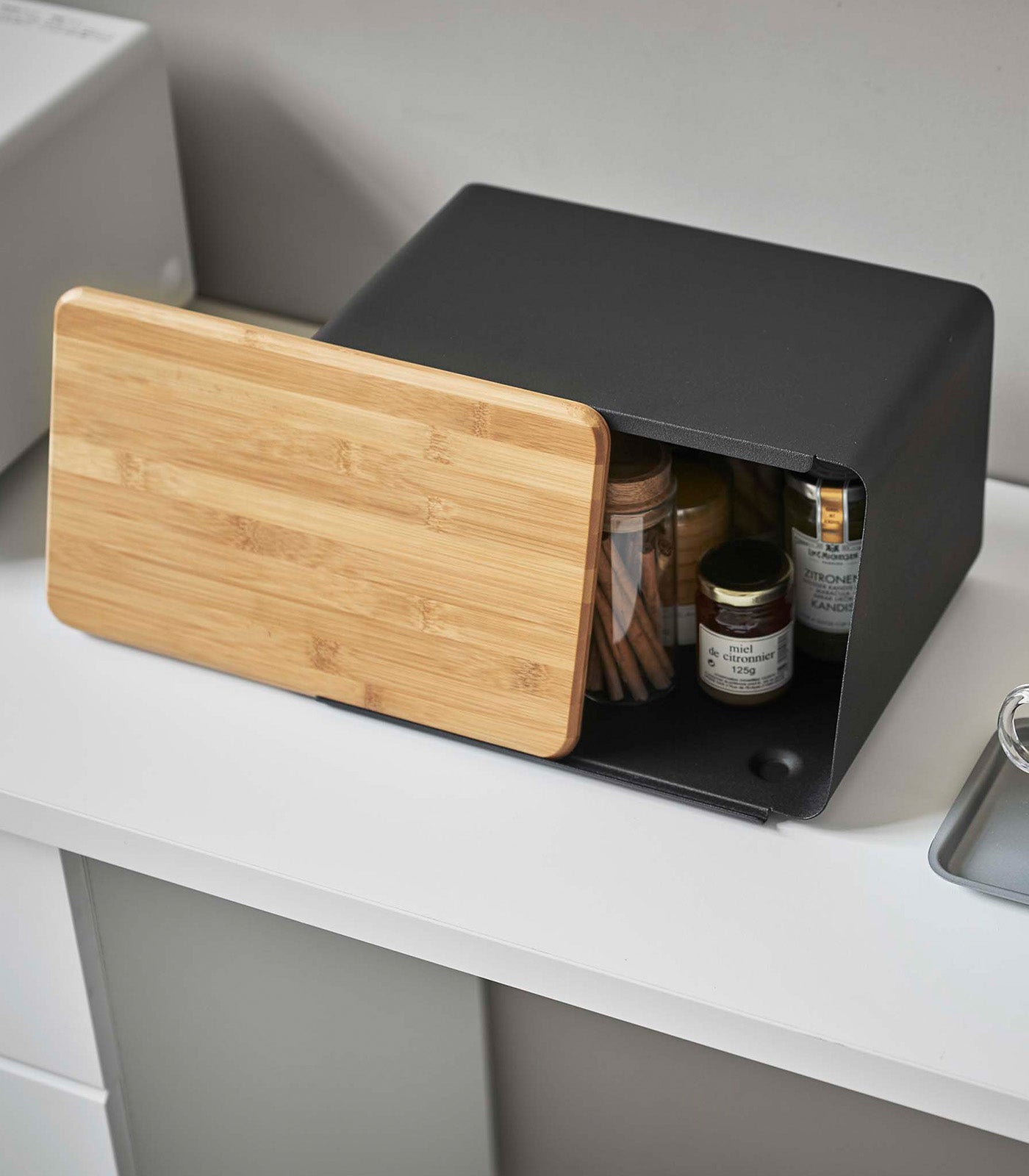bread box with cutting board lid steel + wood bread box with cutting board lid steel + wood