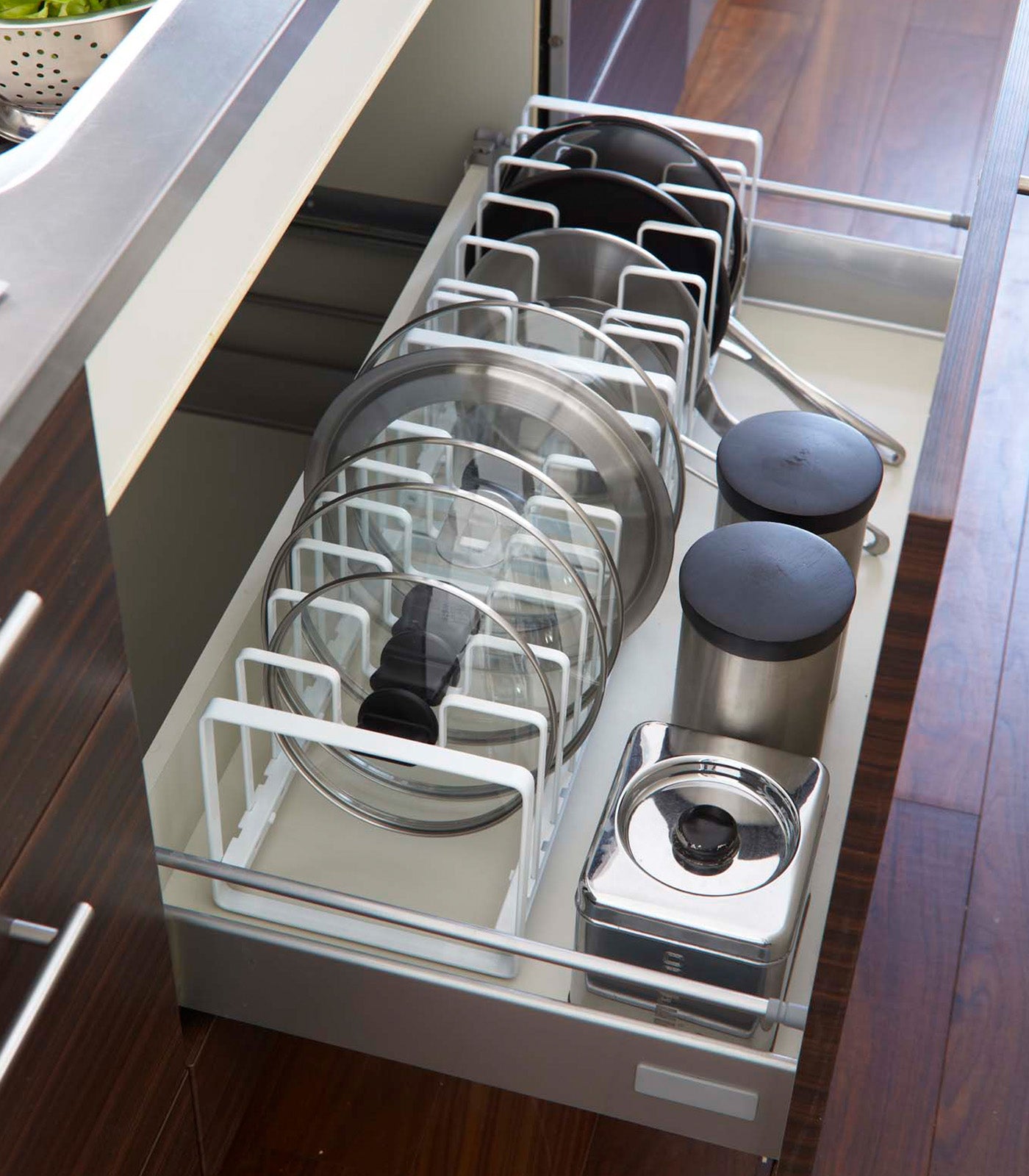 adjustable pot lid and frying pan organizer steel adjustable pot lid and frying pan organizer steel